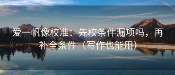 爱一帆像校准：先校条件漏项吗，再补全条件（写作也能用）